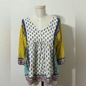 Motherhood Maternity Boho Colorful Print Tunic Top Blouse Small